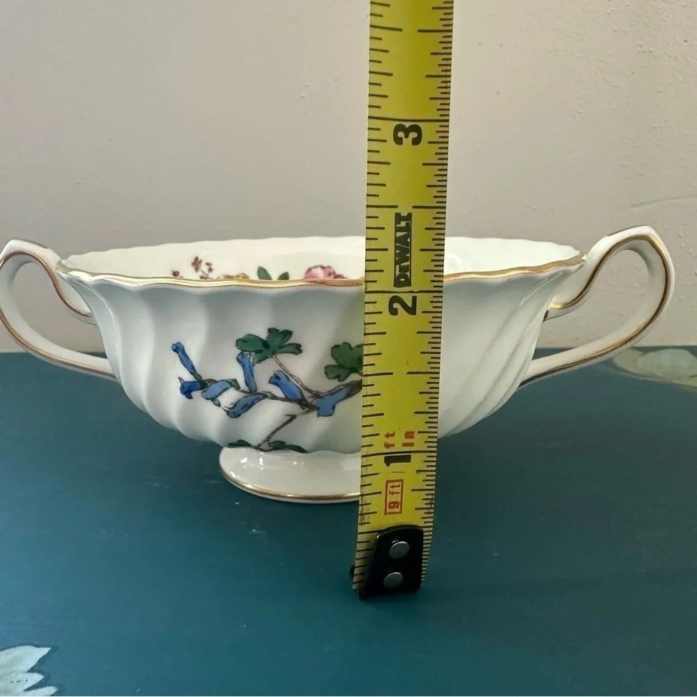Minton Dainty Sprays Footed Cream Soup Bowl England Floral China Vintage 1973